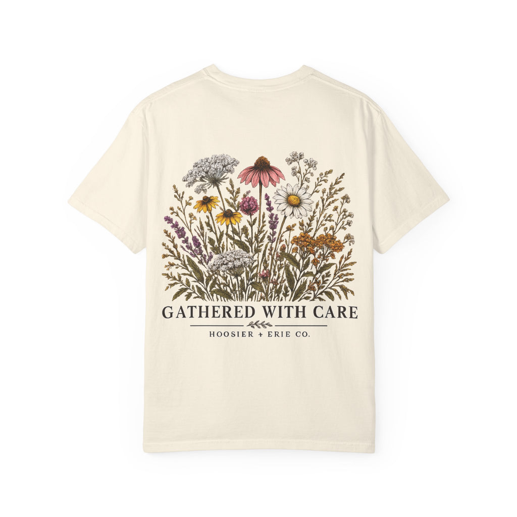 Botanical Tee — "Gathered With Care" Floral Pocket T-Shirt