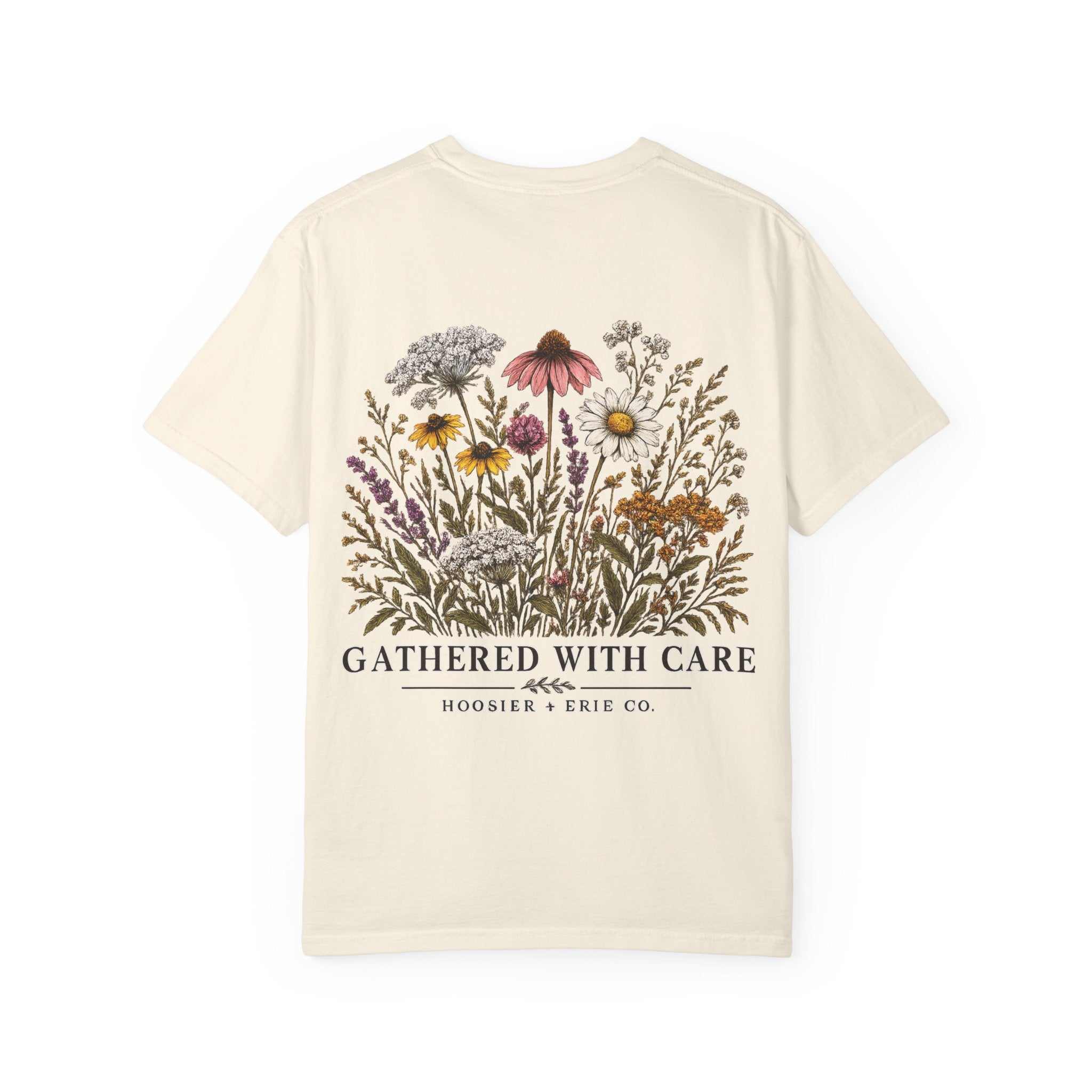 Botanical Tee — "Gathered With Care" Floral Pocket T-Shirt