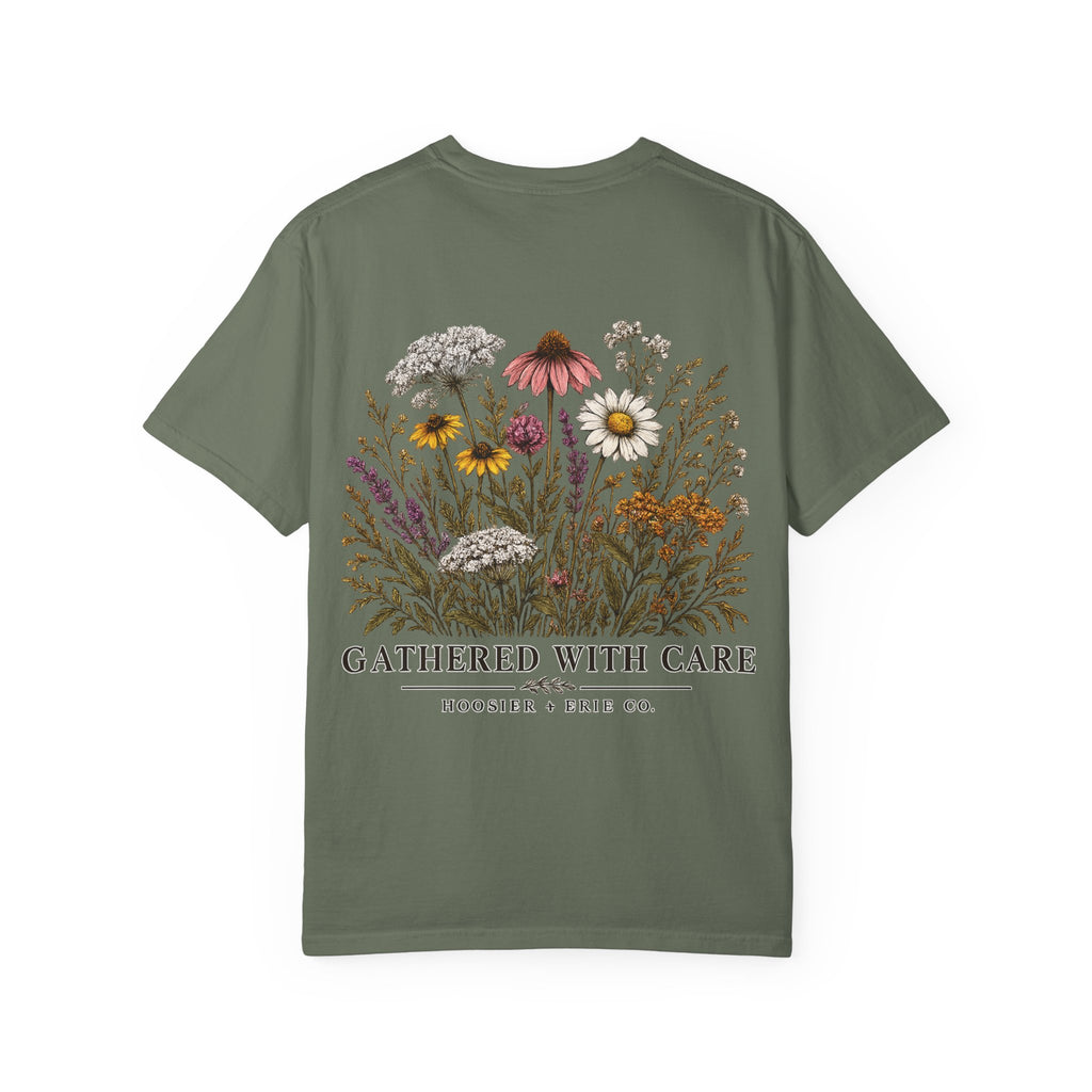 Botanical Tee — "Gathered With Care" Floral Pocket T-Shirt