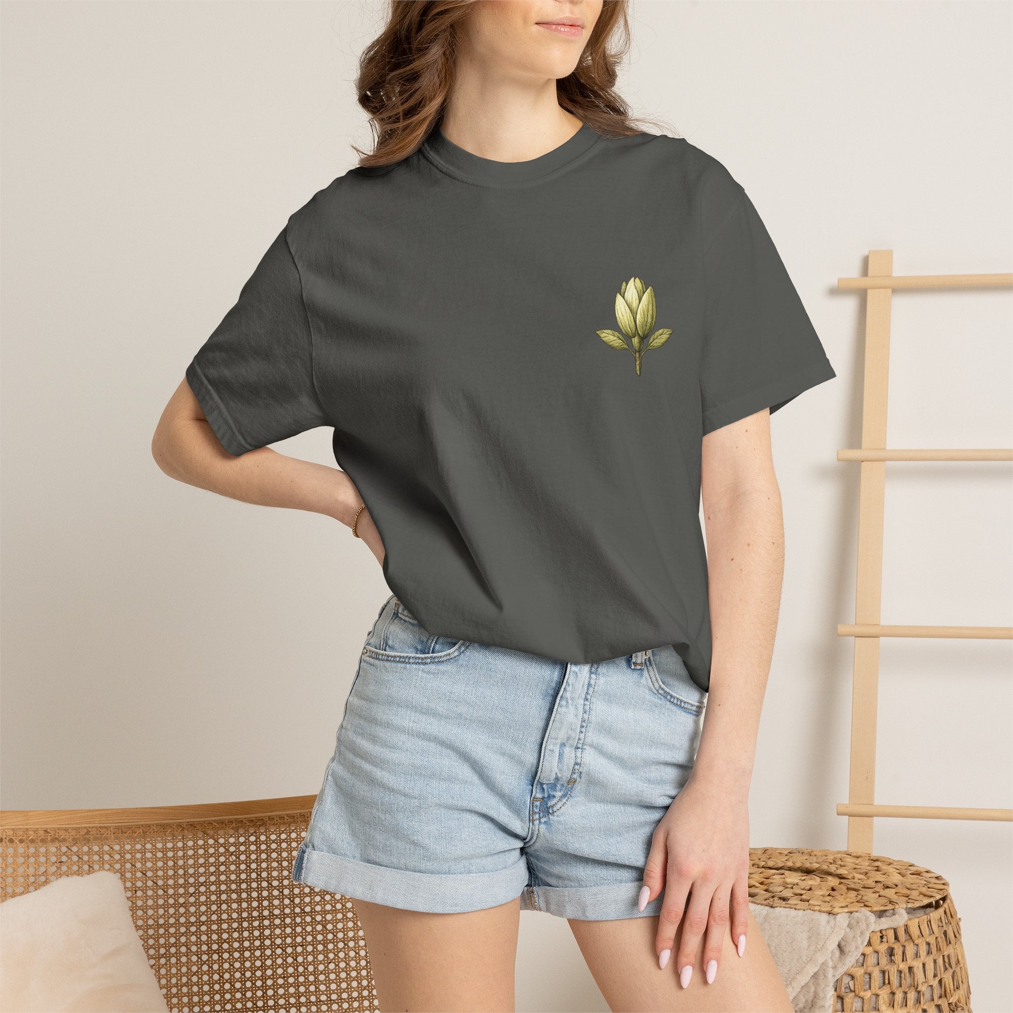 Botanical Tee — "Gathered With Care" Floral Pocket T-Shirt