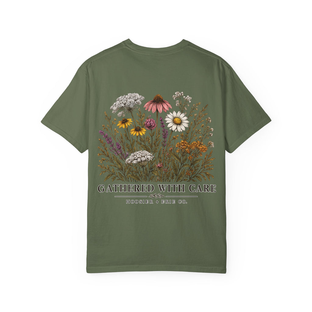 Botanical Tee — "Gathered With Care" Floral Pocket T-Shirt