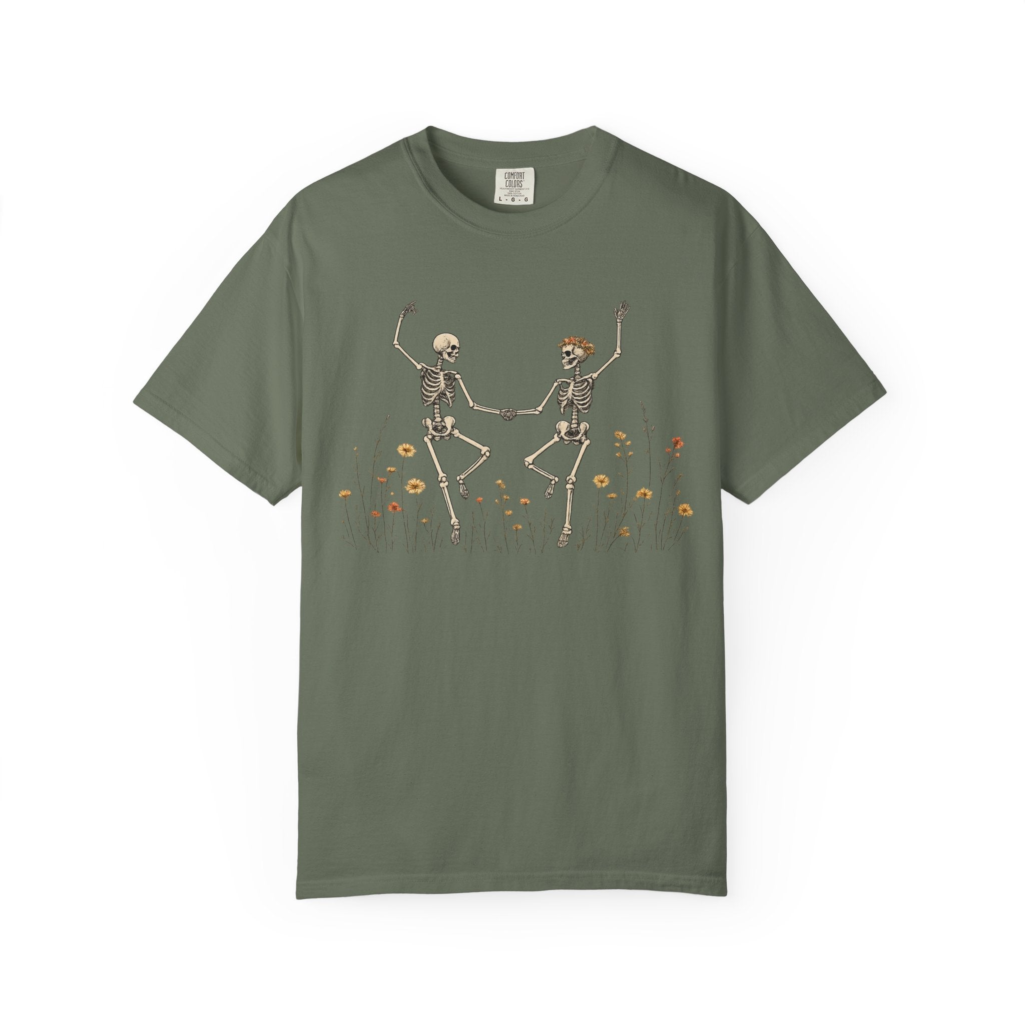 Dancing Skeletons in Wildflowers T-shirt | Halloween Day of the Dead