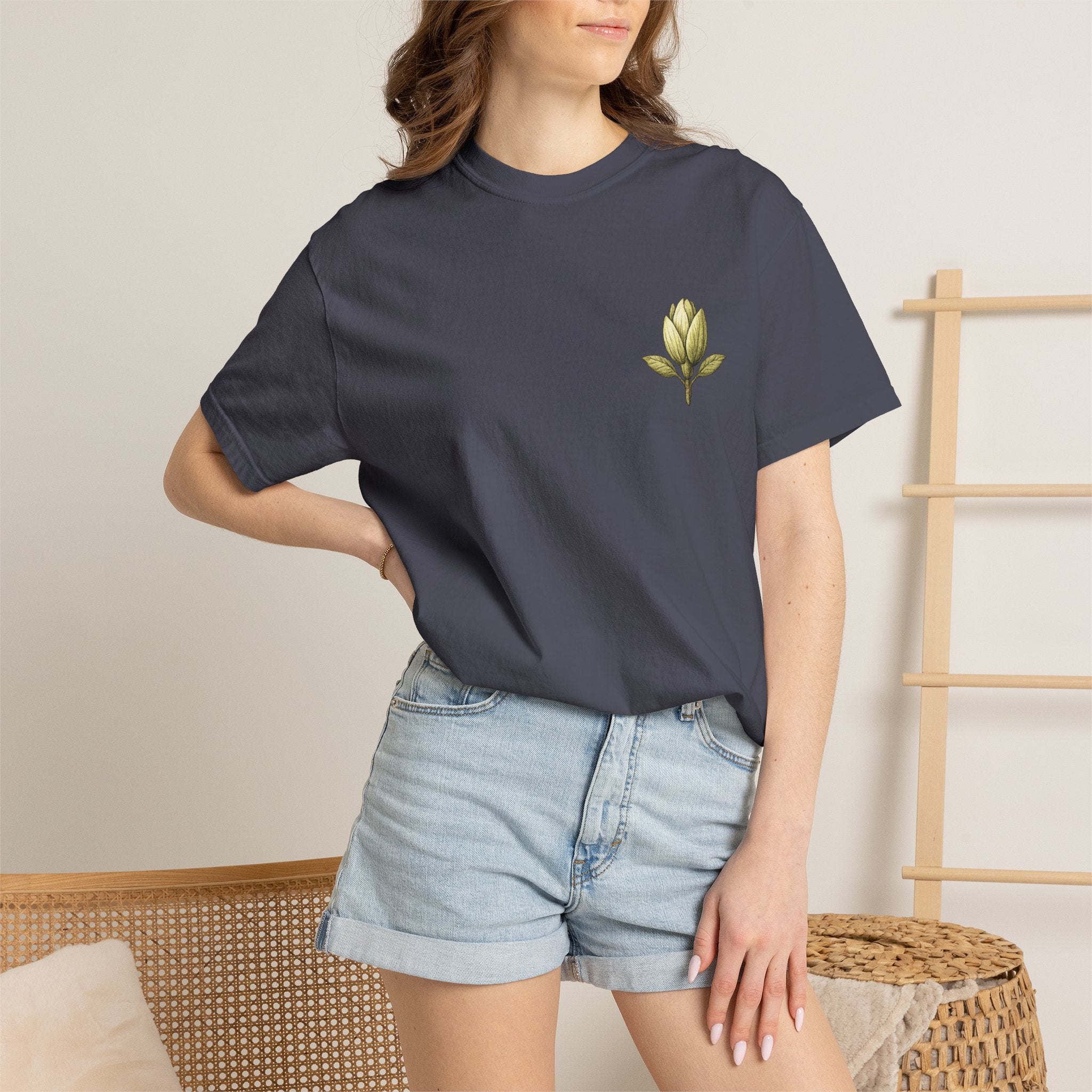 Botanical Tee — "Gathered With Care" Floral Pocket T-Shirt