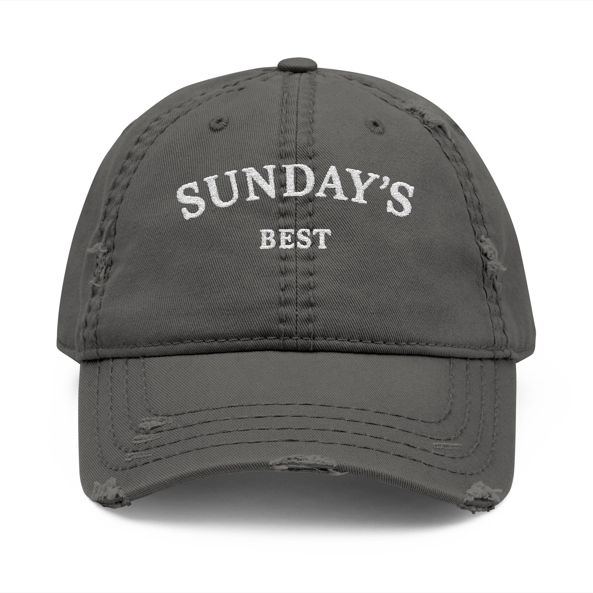 Sunday's Best Distressed Dad Hat — Embroidered Vintage Baseball Cap