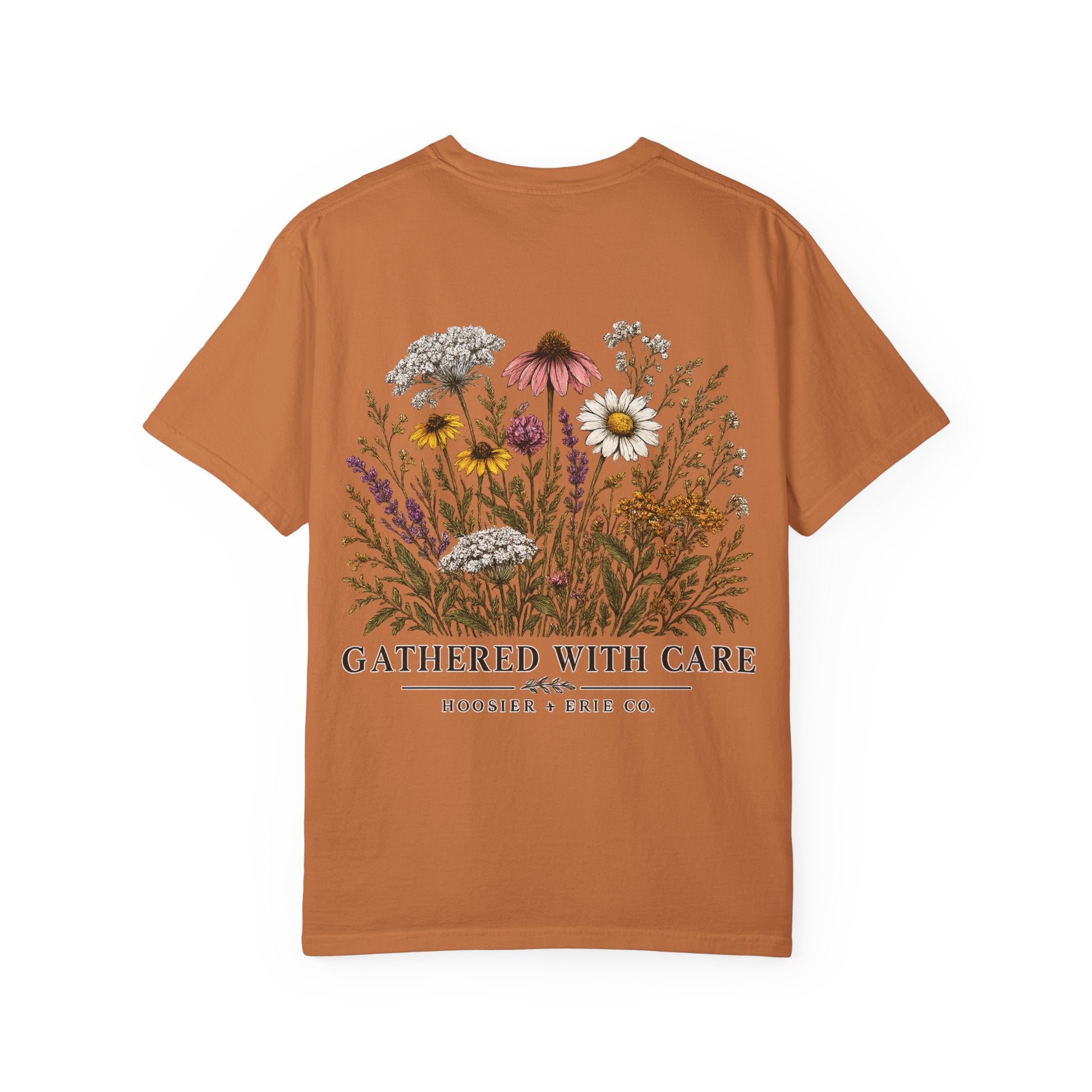Botanical Tee — "Gathered With Care" Floral Pocket T-Shirt