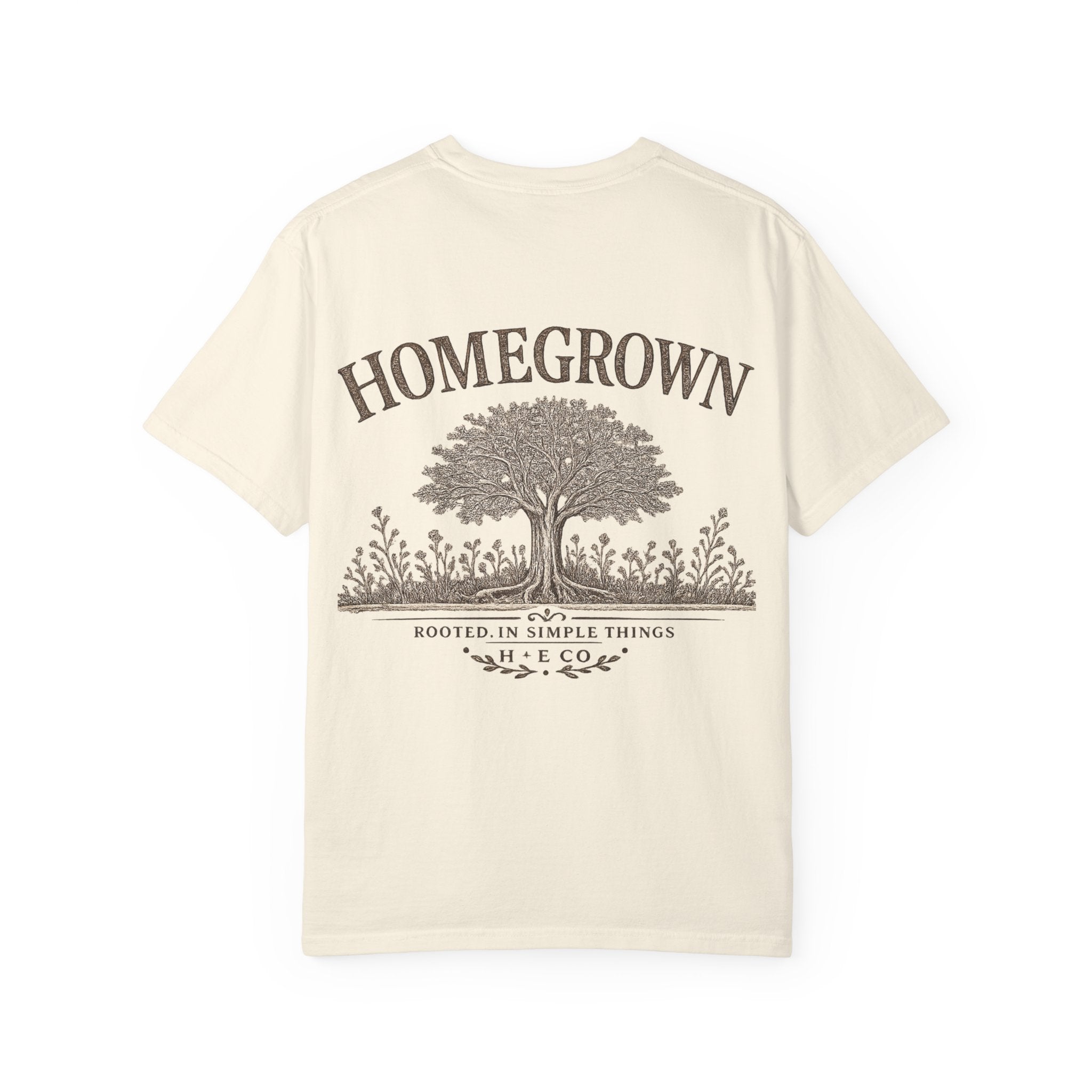 Homegrown Tree T-Shirt — 'Homegrown' Chest Logo Botanical Tee