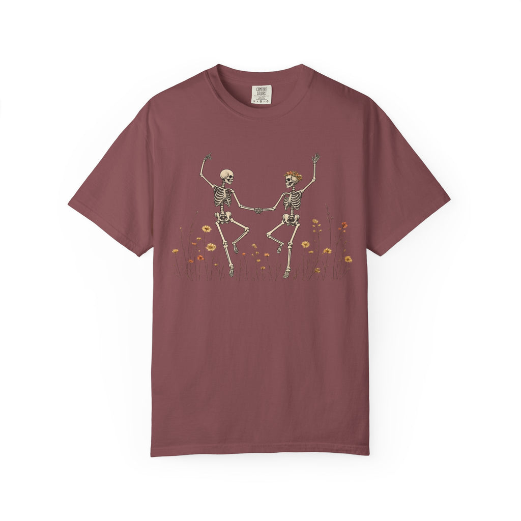 Dancing Skeletons in Wildflowers T-shirt | Halloween Day of the Dead