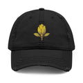 Distressed Embroidered Leaf Dad Hat — Vintage Floral Baseball Cap