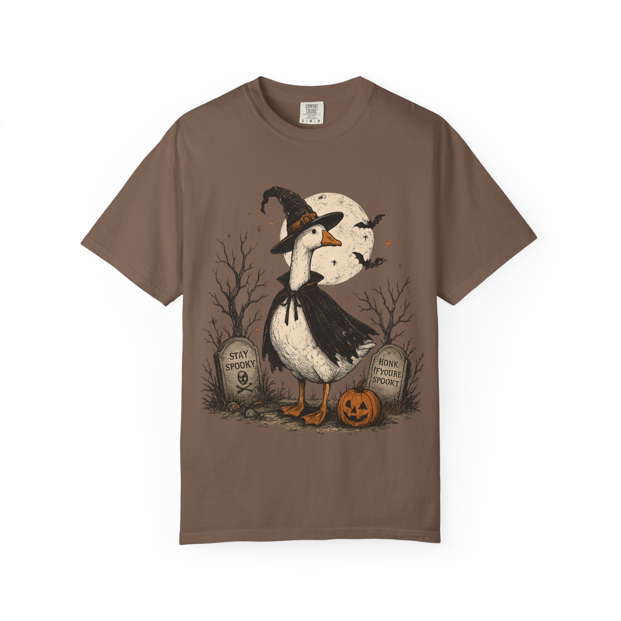 Witch Goose Halloween T-Shirt | Spooky Goose Pumpkin Graveyard