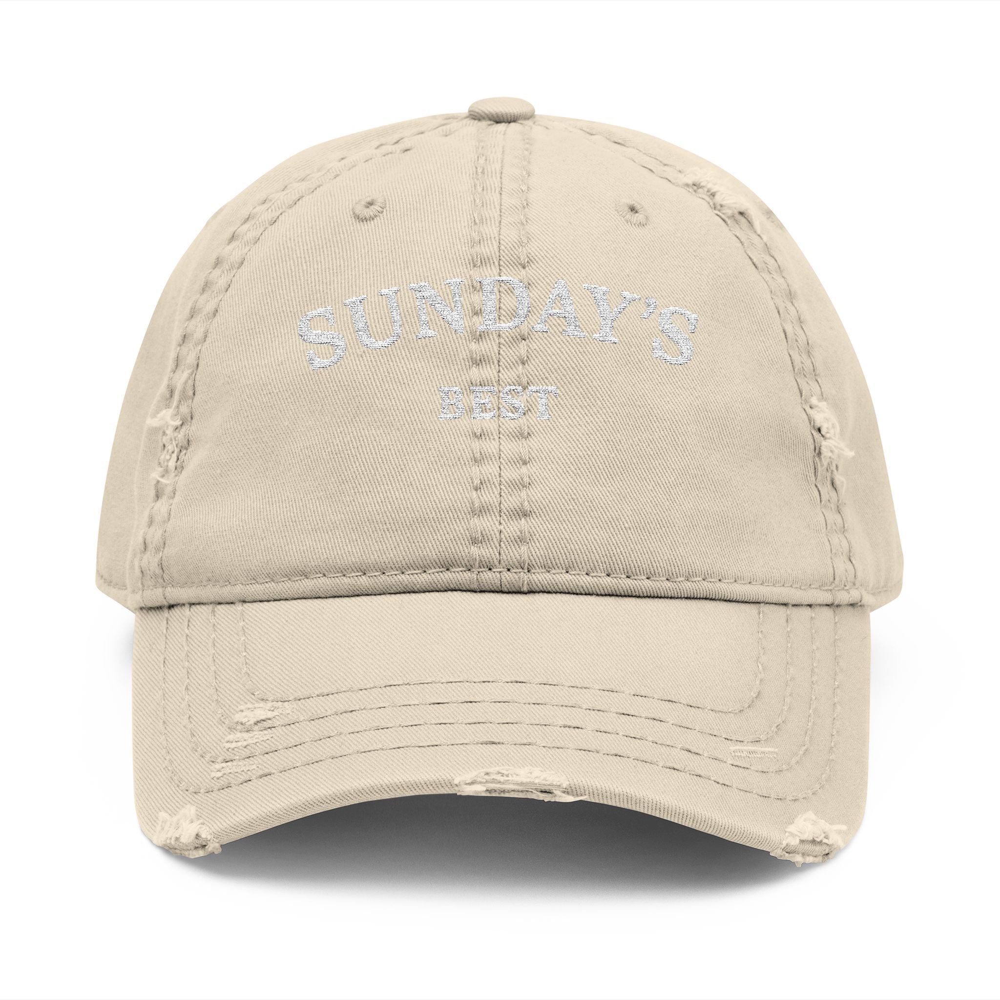 Sunday's Best Distressed Dad Hat — Embroidered Vintage Baseball Cap