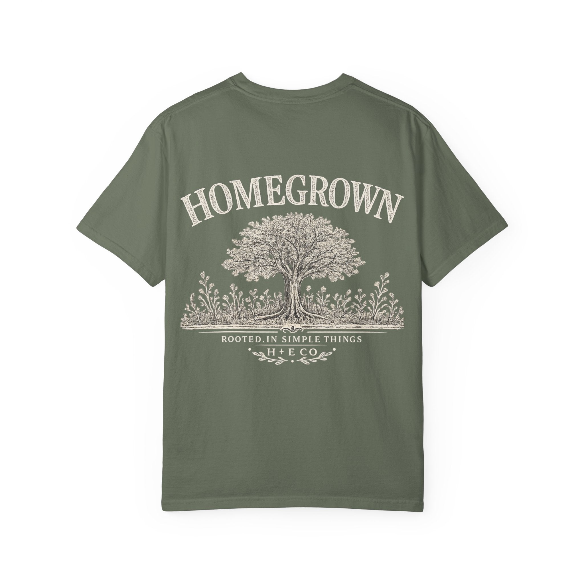 Homegrown Tree T-Shirt — 'Homegrown' Chest Logo Botanical Tee