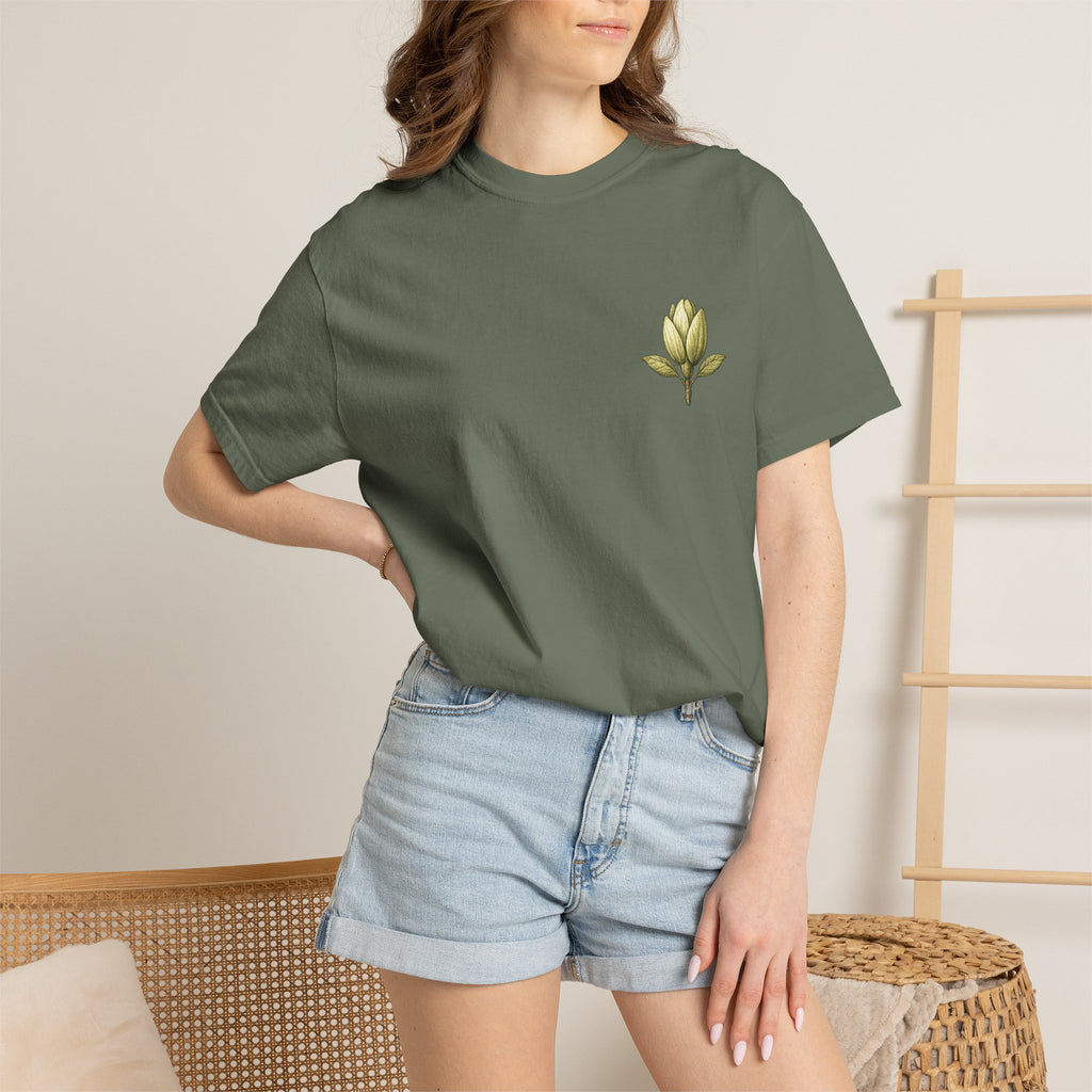 Botanical Tee — "Gathered With Care" Floral Pocket T-Shirt