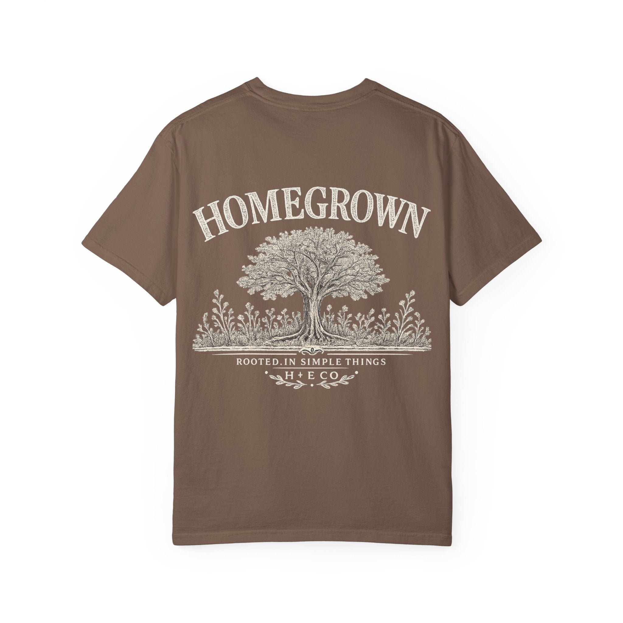 Homegrown Tree T-Shirt — 'Homegrown' Chest Logo Botanical Tee