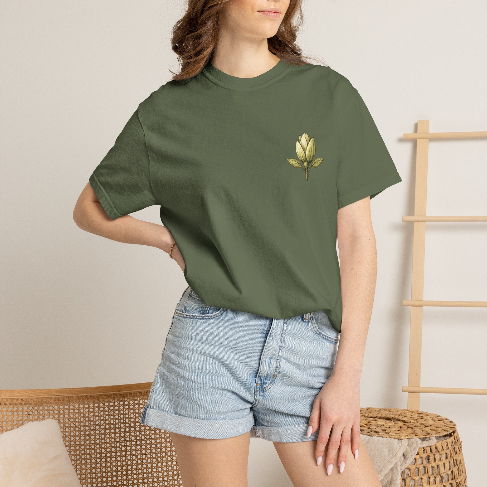 Botanical Tee — "Gathered With Care" Floral Pocket T-Shirt