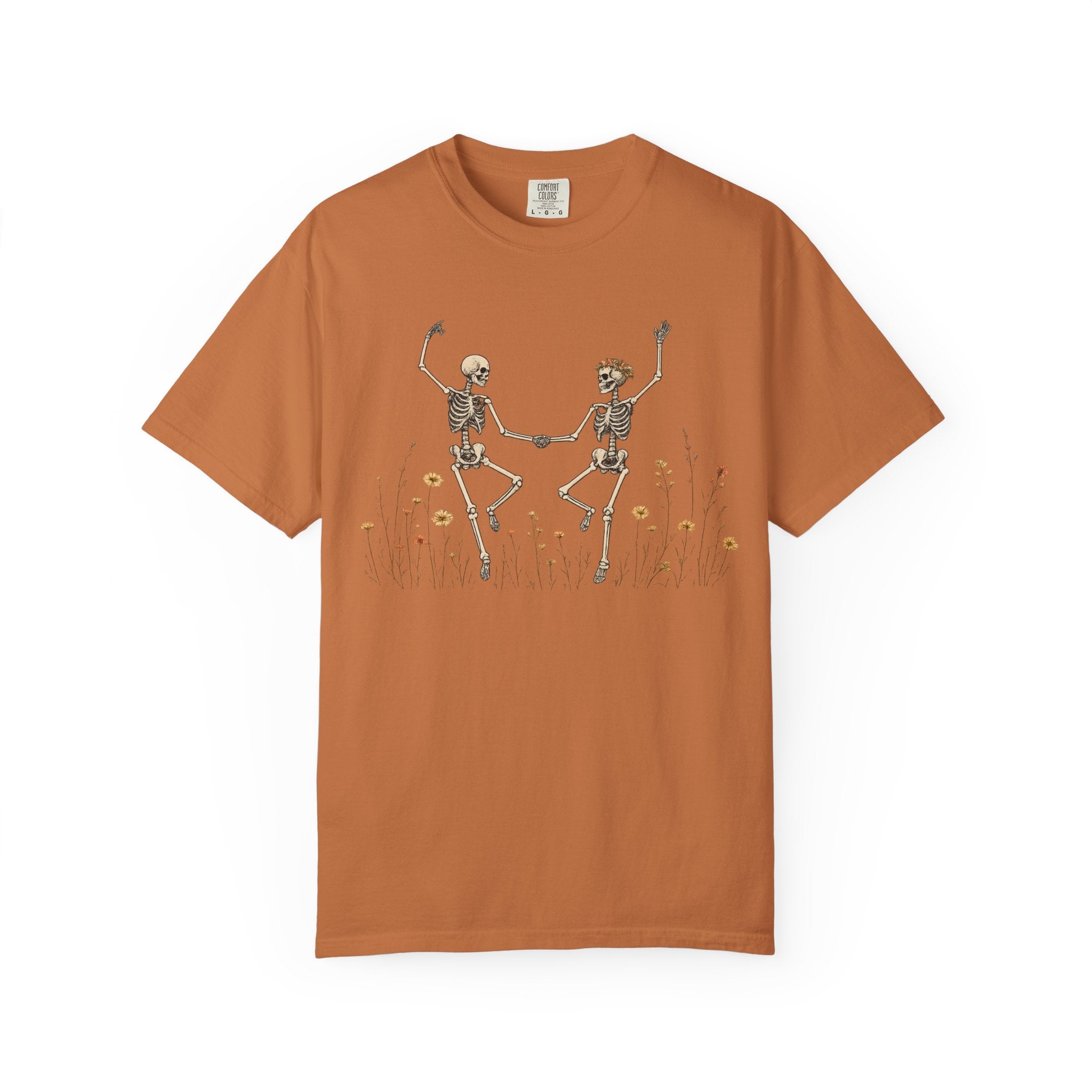 Dancing Skeletons in Wildflowers T-shirt | Halloween Day of the Dead