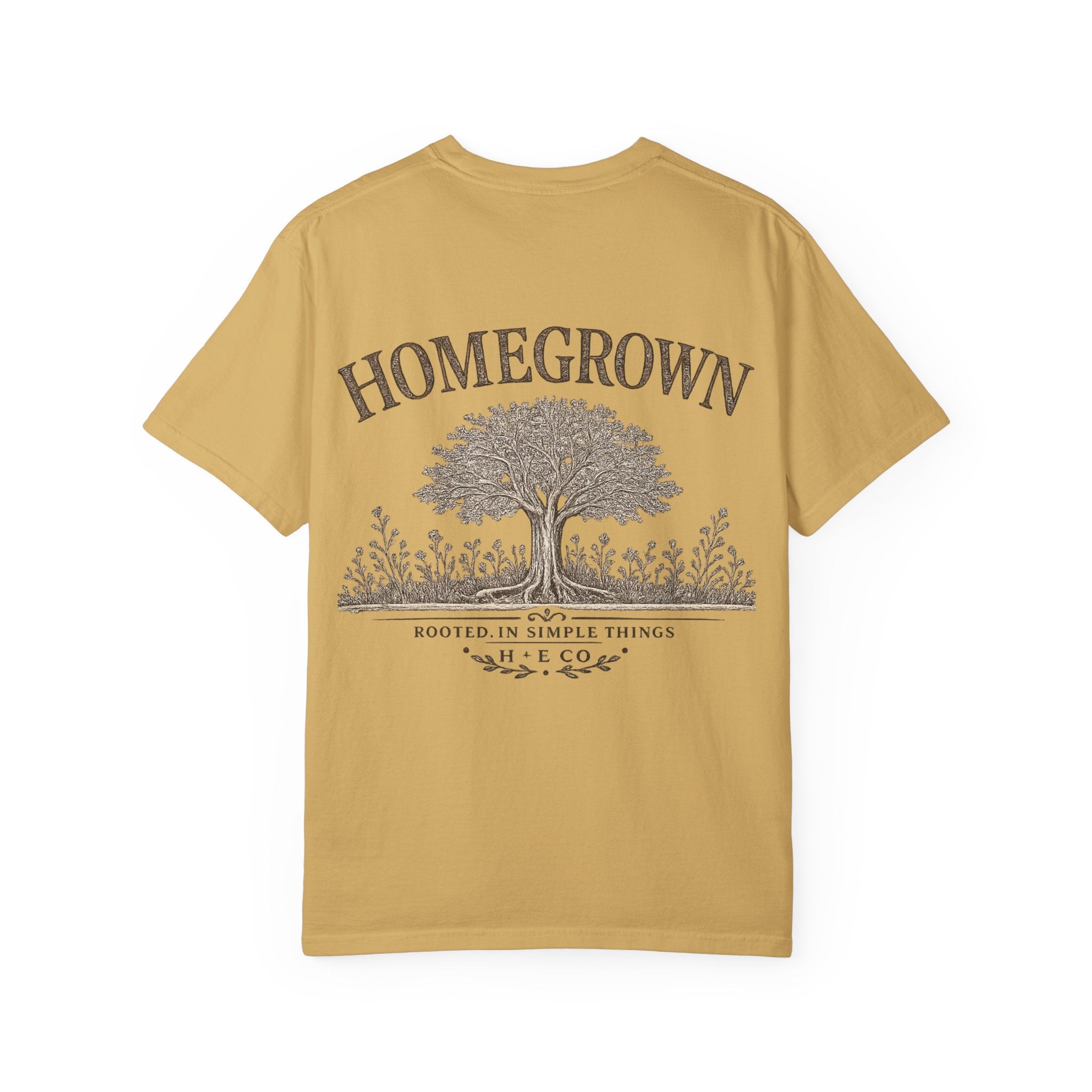 Homegrown Tree T-Shirt — 'Homegrown' Chest Logo Botanical Tee