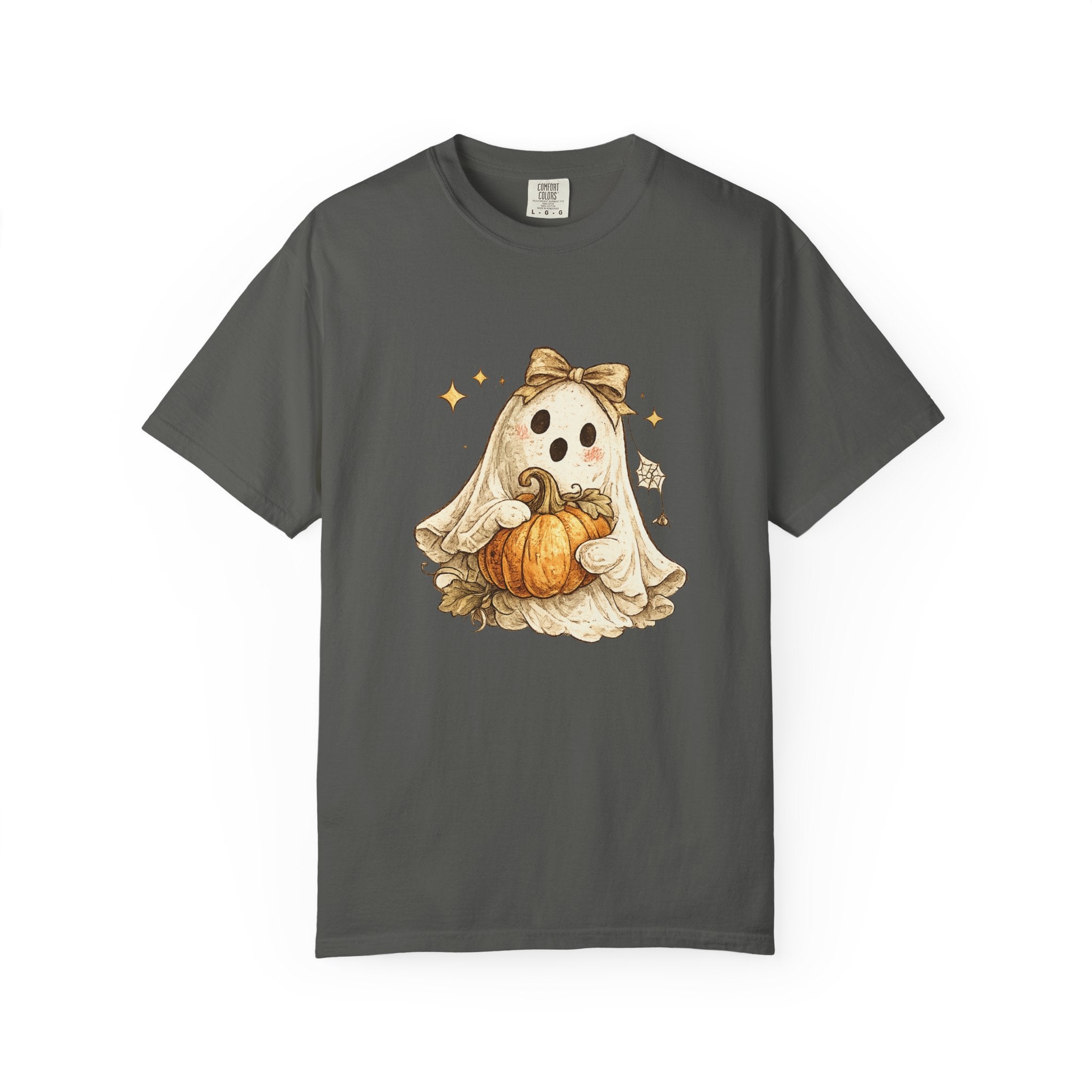Cute Ghost with Pumpkin T-shirt | Halloween Autumn Spooky Illustration