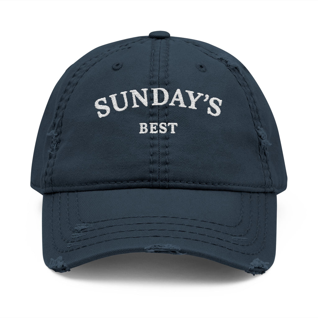 Sunday's Best Distressed Dad Hat — Embroidered Vintage Baseball Cap