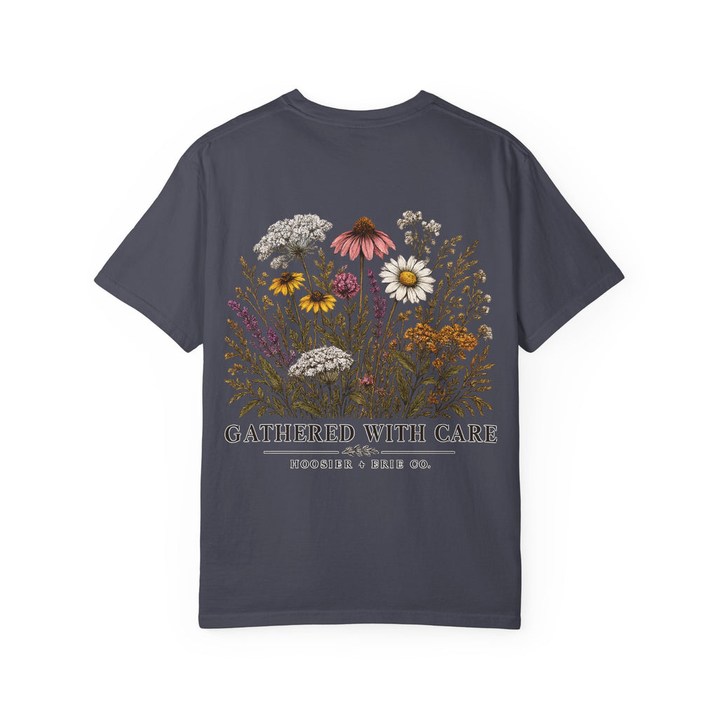 Botanical Tee — "Gathered With Care" Floral Pocket T-Shirt