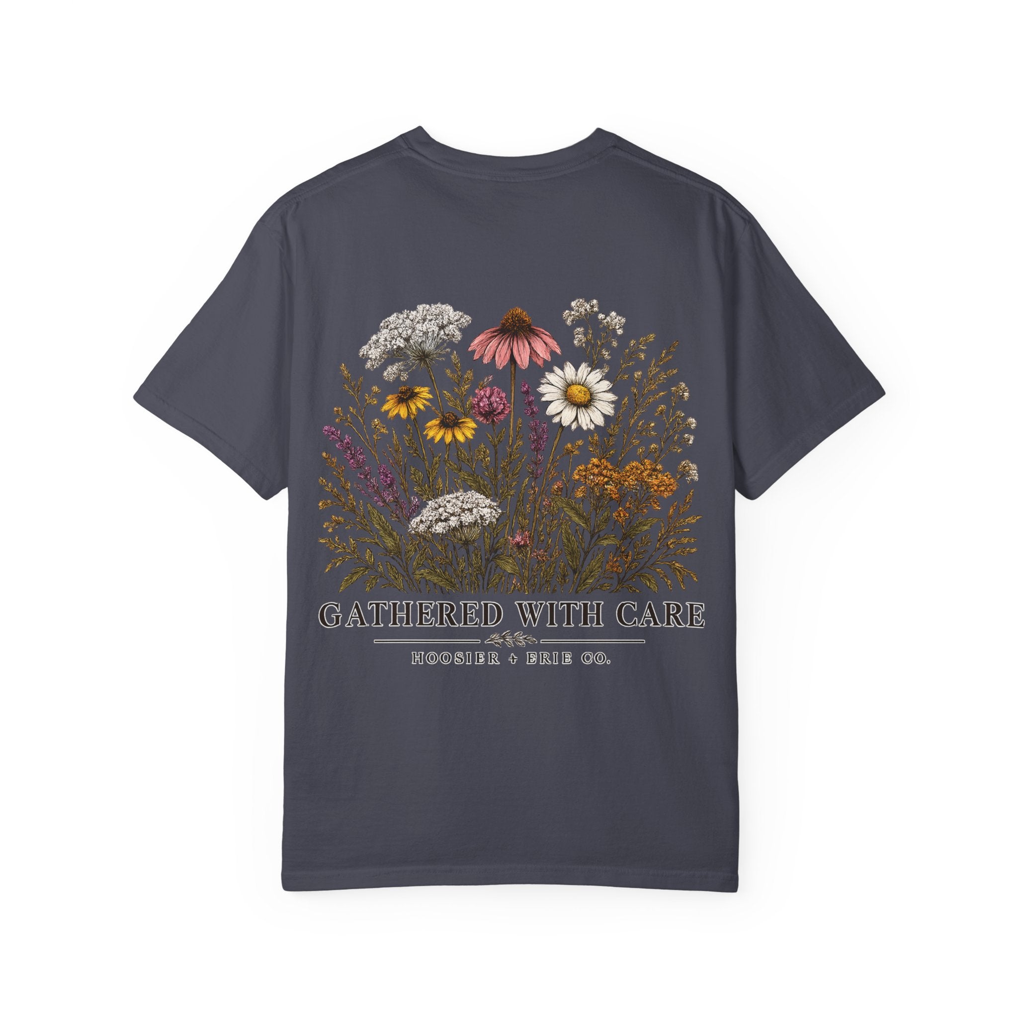 Botanical Tee — "Gathered With Care" Floral Pocket T-Shirt