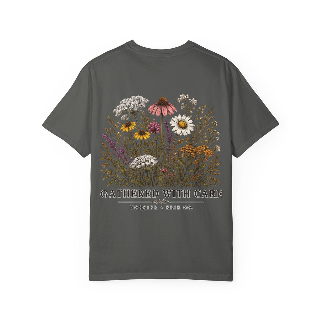 Botanical Tee — "Gathered With Care" Floral Pocket T-Shirt