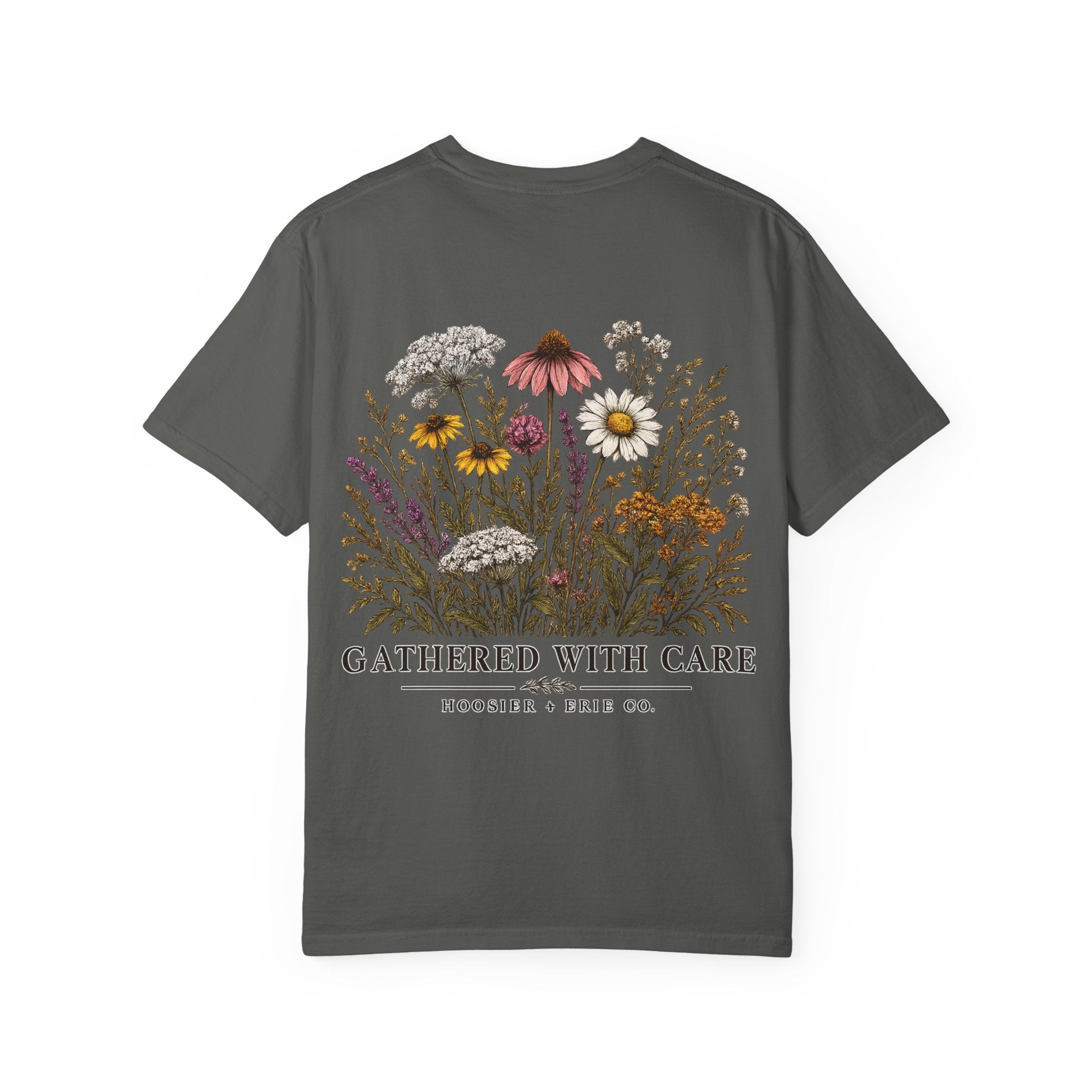 Botanical Tee — "Gathered With Care" Floral Pocket T-Shirt
