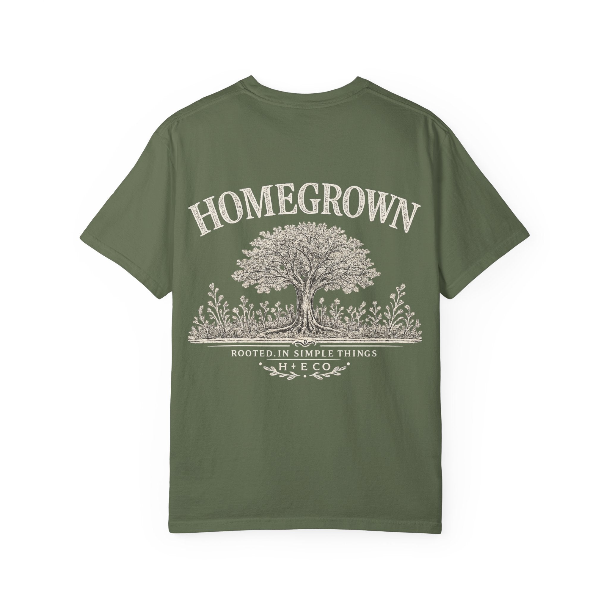 Homegrown Tree T-Shirt — 'Homegrown' Chest Logo Botanical Tee