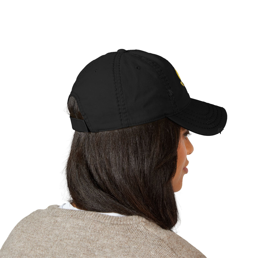 Distressed Embroidered Leaf Dad Hat — Vintage Floral Baseball Cap