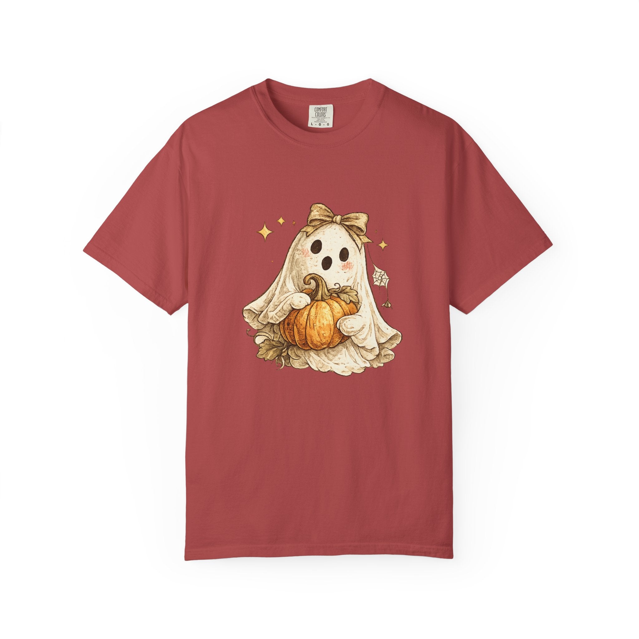 Cute Ghost with Pumpkin T-shirt | Halloween Autumn Spooky Illustration