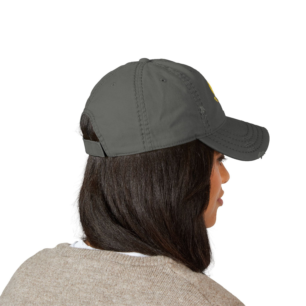 Distressed Embroidered Leaf Dad Hat — Vintage Floral Baseball Cap