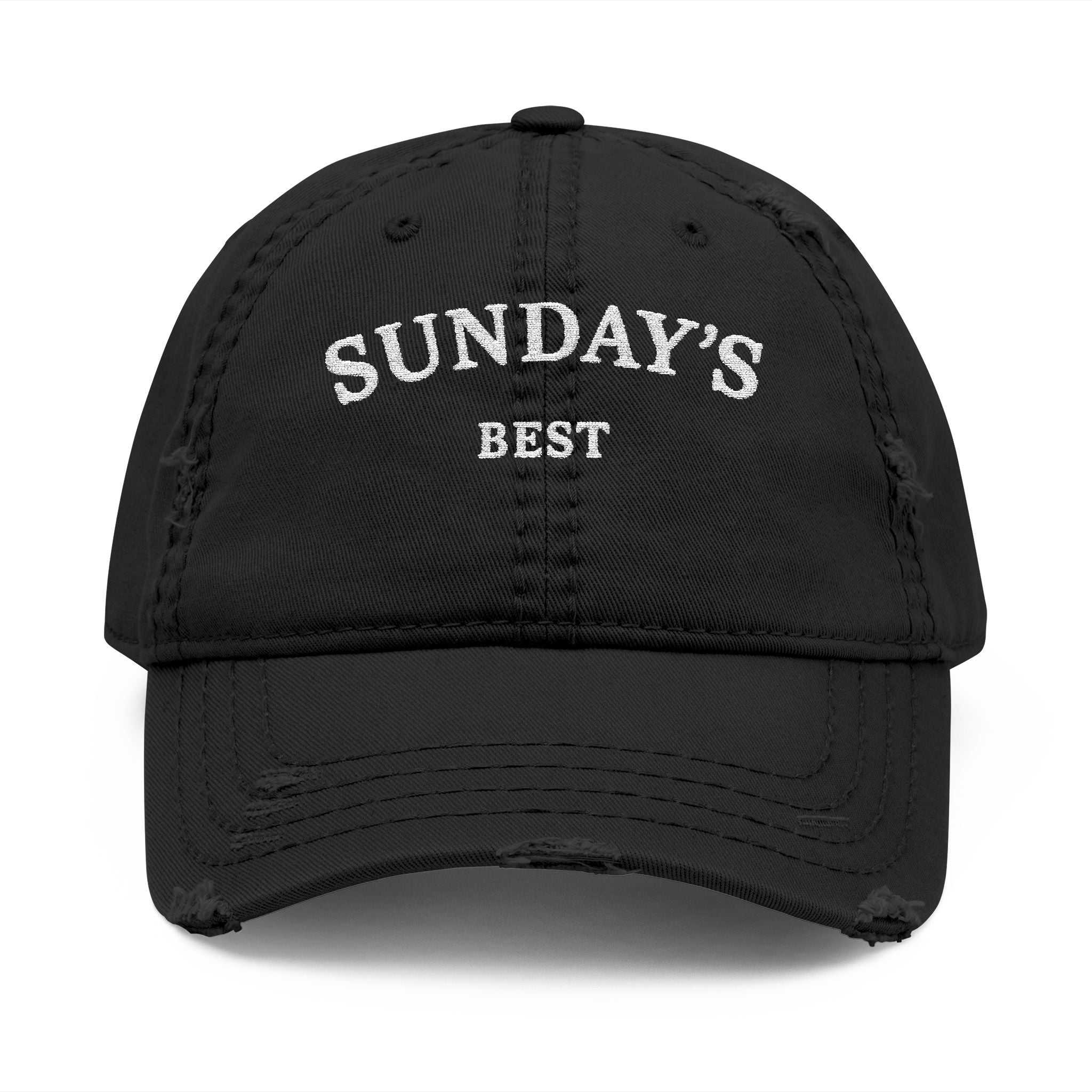 Sunday's Best Distressed Dad Hat — Embroidered Vintage Baseball Cap