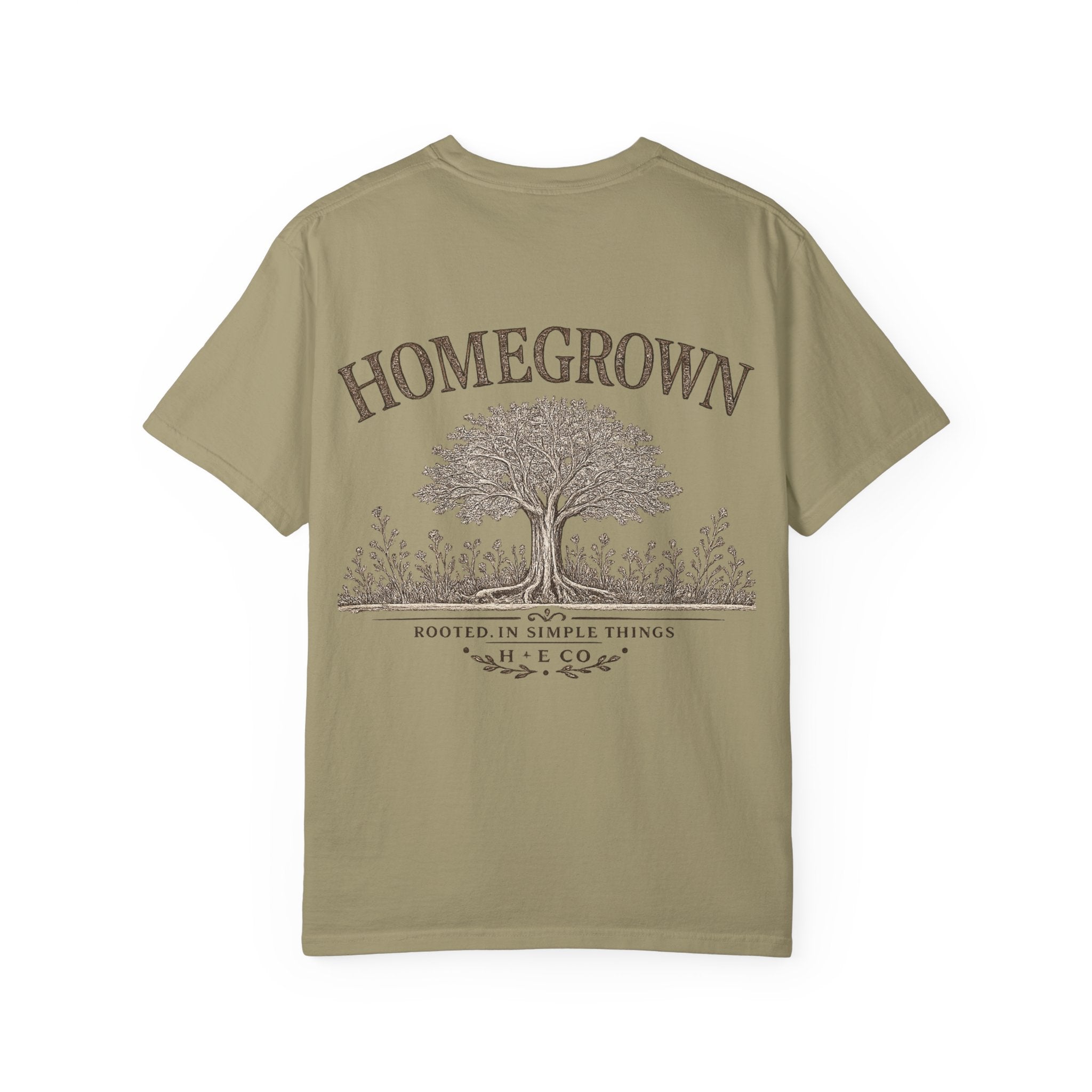 Homegrown Tree T-Shirt — 'Homegrown' Chest Logo Botanical Tee