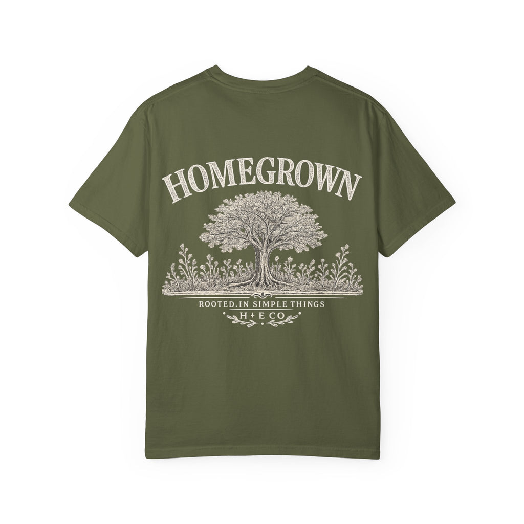 Homegrown Tree T-Shirt — 'Homegrown' Chest Logo Botanical Tee