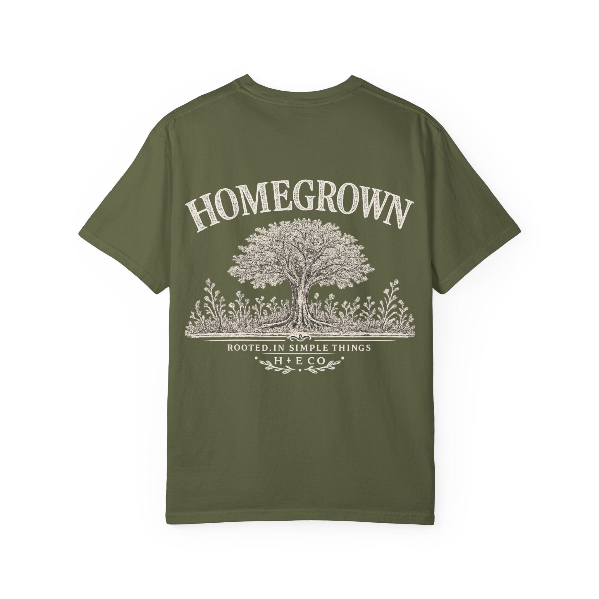 Homegrown Tree T-Shirt — 'Homegrown' Chest Logo Botanical Tee