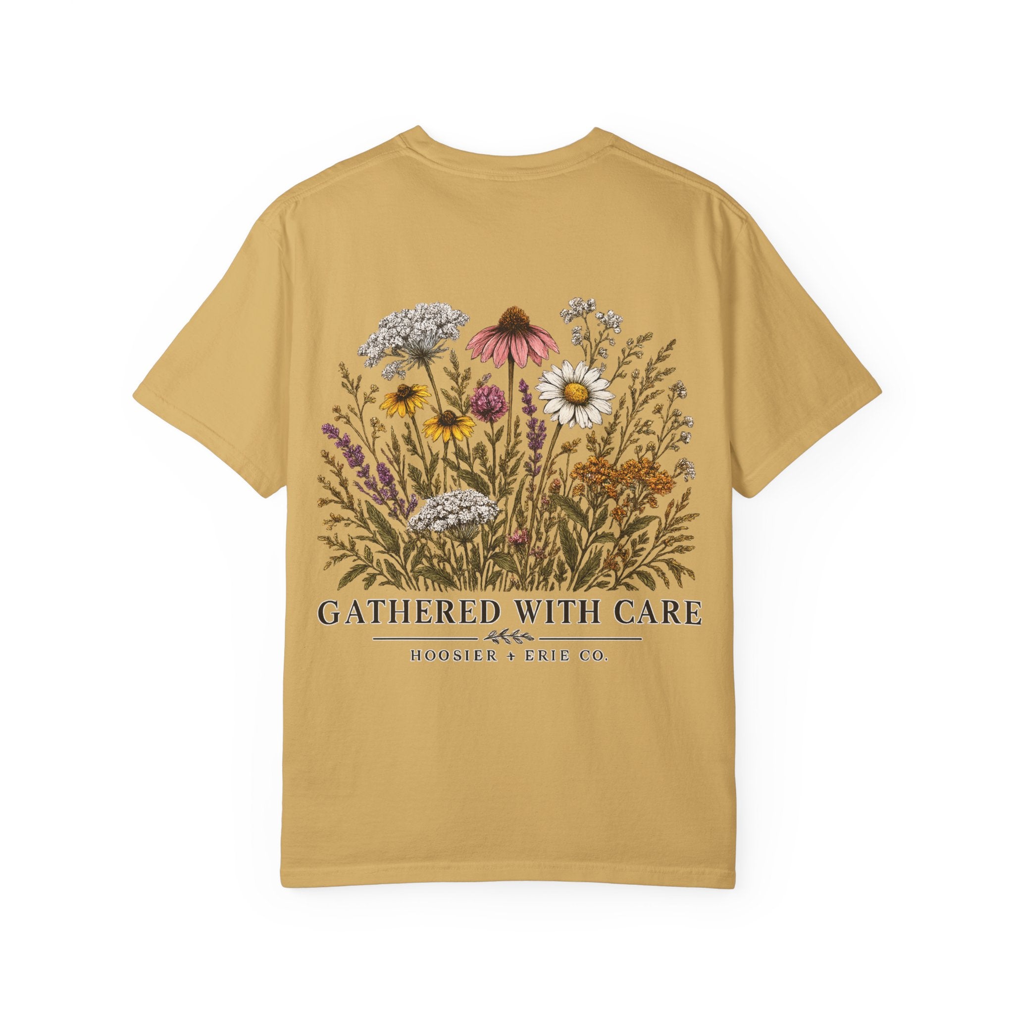 Botanical Tee — "Gathered With Care" Floral Pocket T-Shirt