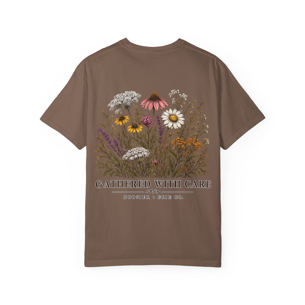 Botanical Tee — "Gathered With Care" Floral Pocket T-Shirt