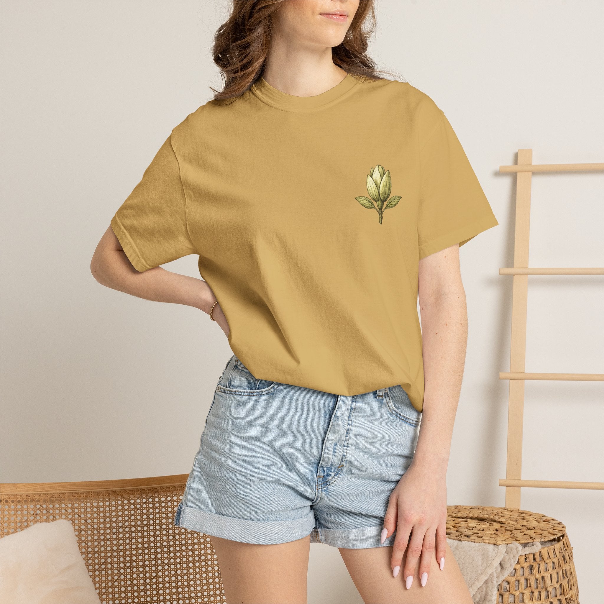 Botanical Tee — "Gathered With Care" Floral Pocket T-Shirt