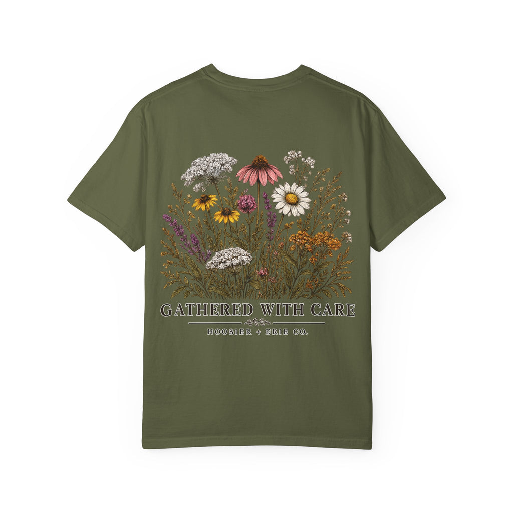 Botanical Tee — "Gathered With Care" Floral Pocket T-Shirt