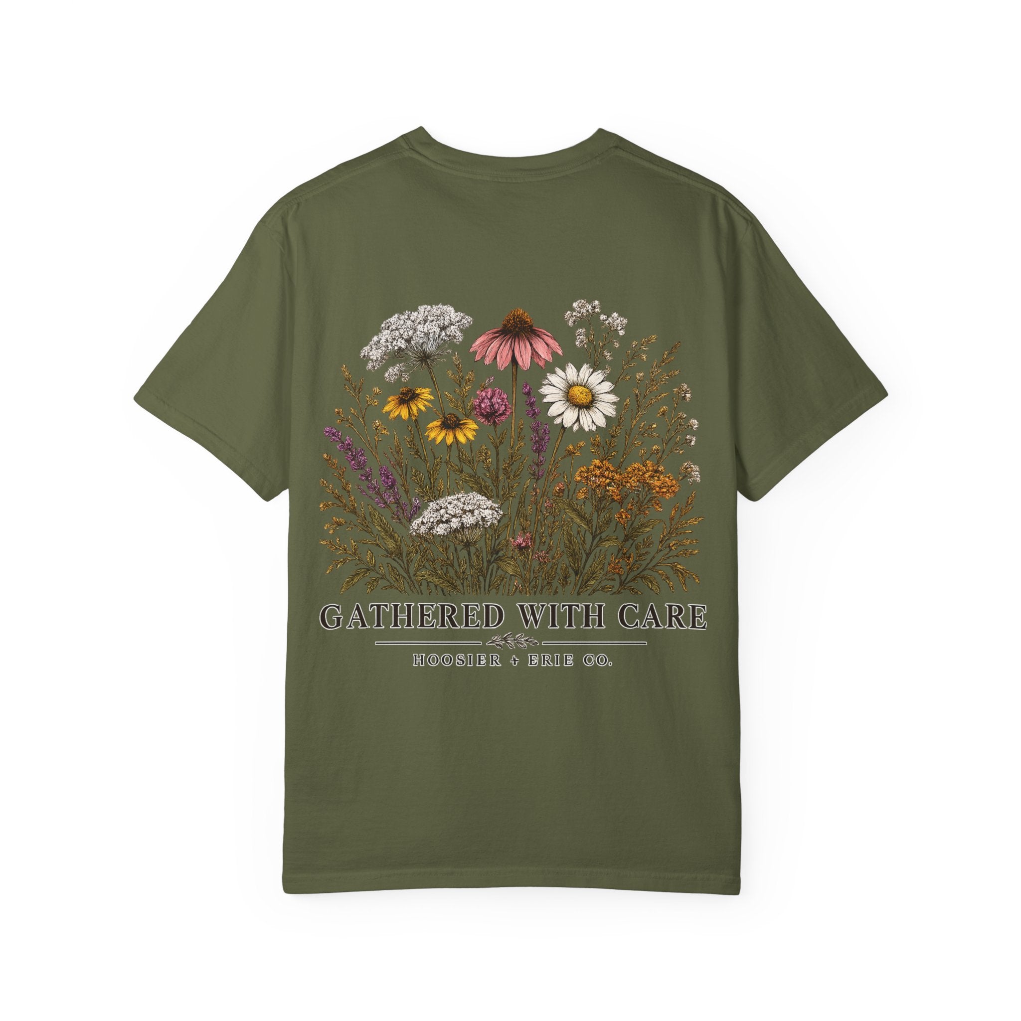 Botanical Tee — "Gathered With Care" Floral Pocket T-Shirt